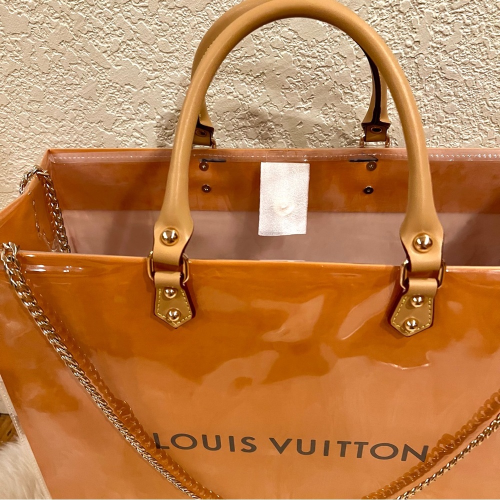 Louis Vuitton Large Shopping Tote Bag Crossbody PVC TPU Cover Orange Black - Picture 6 of 10